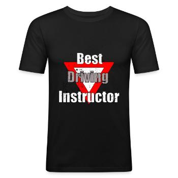 cooles Fahrlehrer Fahrschule Fahrlehrerin Geschenk - Männer Slim Fit T-Shirt - Schwarz - Vorne - Nik (191cm)
