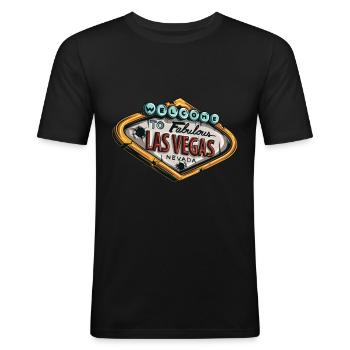 Las Vegas - Men's Slim Fit T-Shirt - black - Front - Nik (191cm)