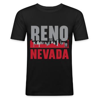 Reno Nevada USA State of America Travel Nevadan - Men's Slim Fit T-Shirt - black - Front - Nik (191cm)