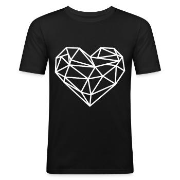 Heart Geometric Lines - Men's Slim Fit T-Shirt - black - Front - Nik (191cm)