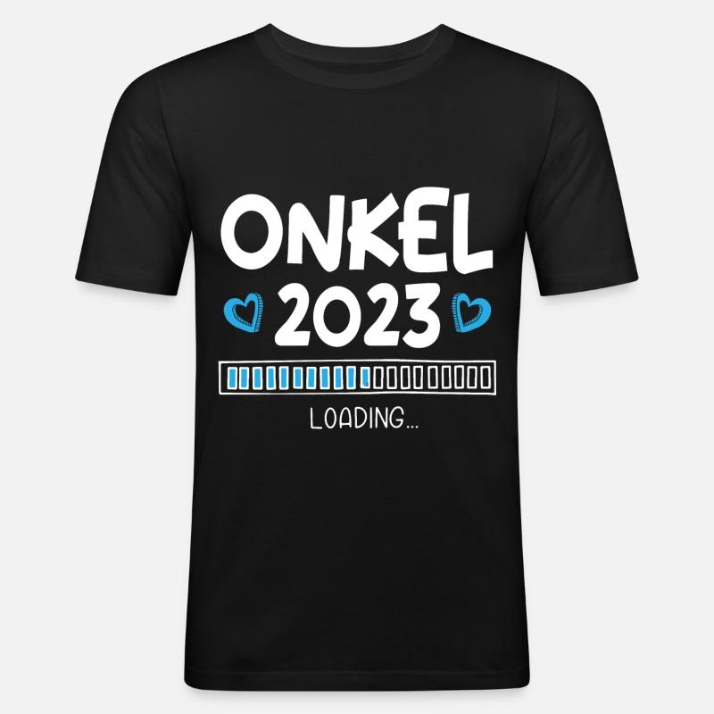 Onkel 2023 Loading - Männer Slim Fit T-Shirt - Schwarz