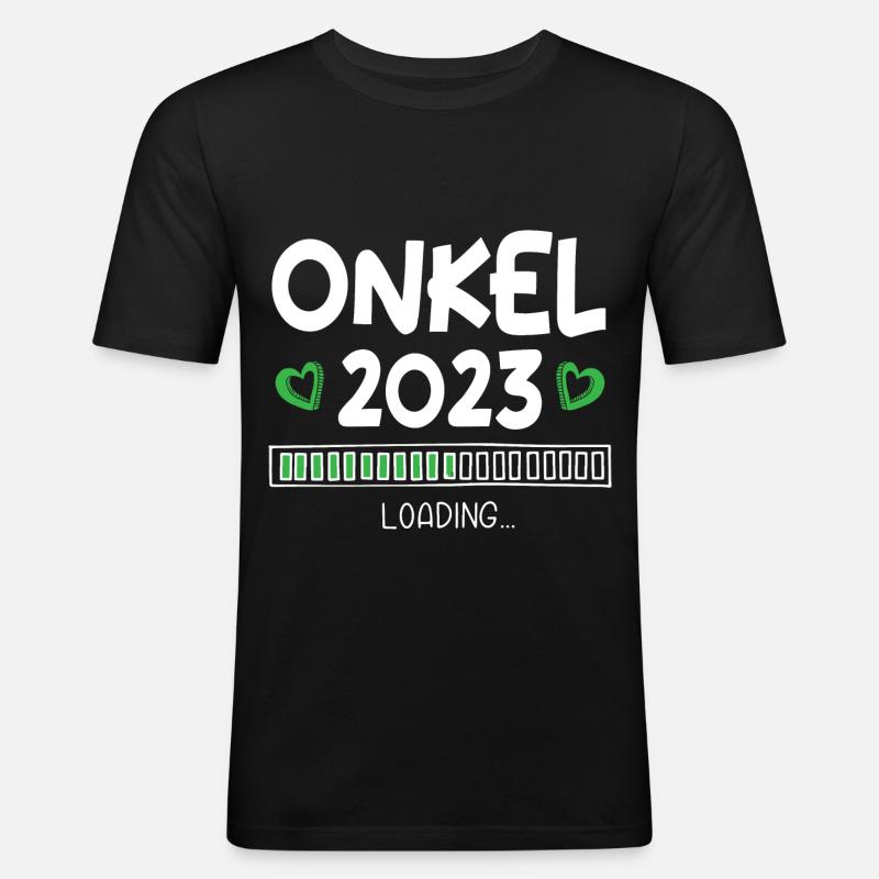 Onkel 2023 Loading - Männer Slim Fit T-Shirt - Schwarz