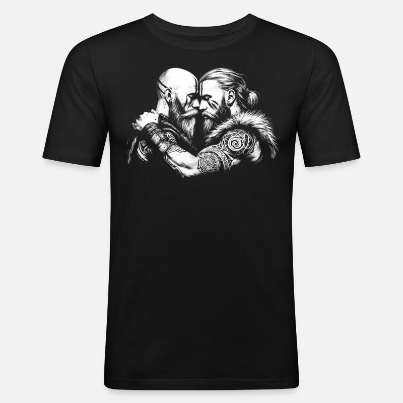 Vikings - Männer Slim Fit T-Shirt - Schwarz