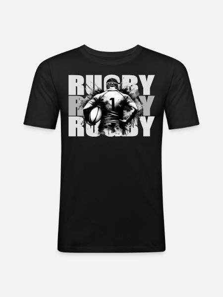 Rugby - T-shirt près du corps Homme - noir