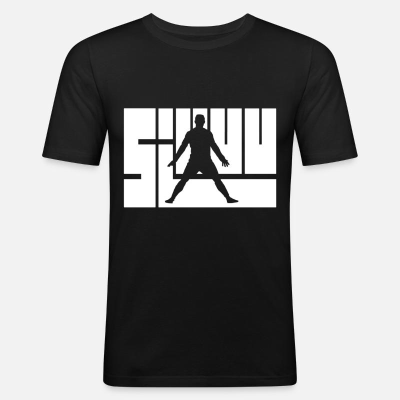 Siuuu - Männer Slim Fit T-Shirt - Schwarz