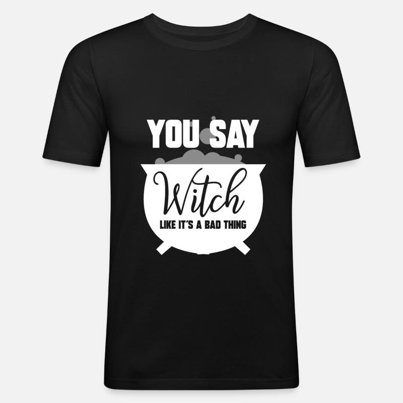WITCH, GESCHENK - Männer Slim Fit T-Shirt - Schwarz