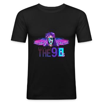 Back to the 90s - Die 90er die besten Jahre - Männer Slim Fit T-Shirt - Schwarz - Vorne - Nik (191cm)