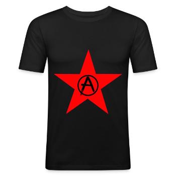 antifa - Men's Slim Fit T-Shirt - black - Front - Nik (191cm)