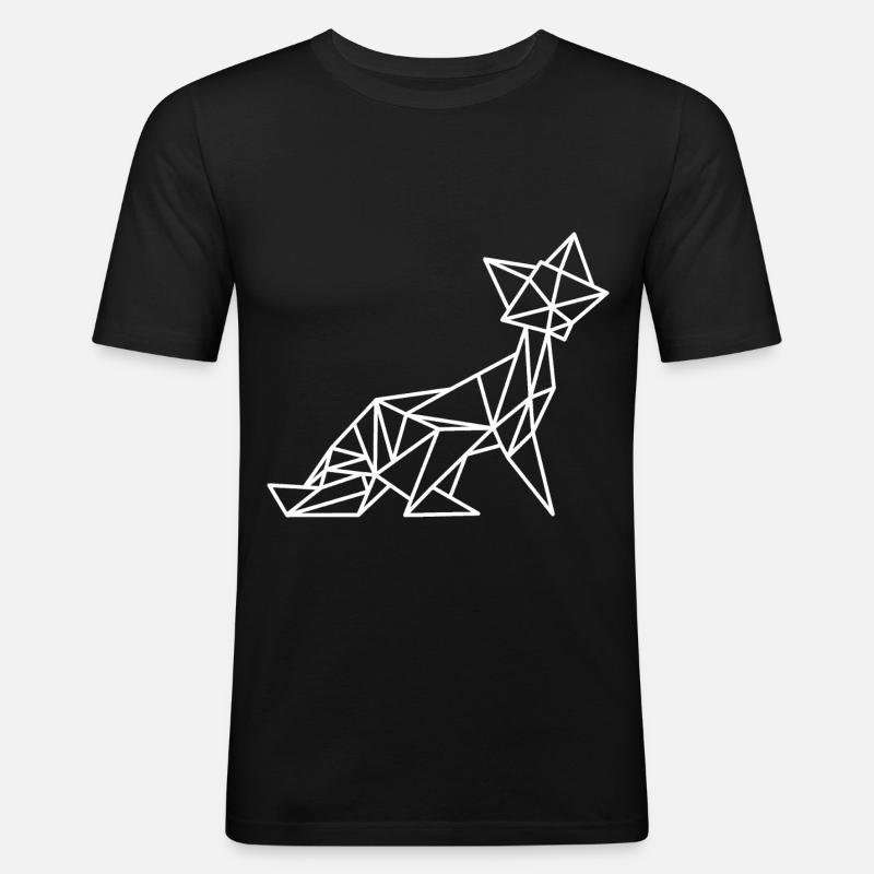 Fuchs Geometrisch Linie - Männer Slim Fit T-Shirt - Schwarz