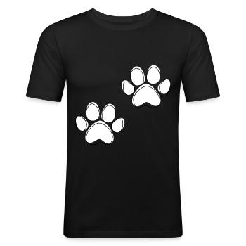 Pattes de chien - T-shirt près du corps Homme - noir - Devant - Nik (191cm)