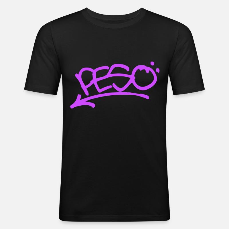 Graffiti Peso - Männer Slim Fit T-Shirt - Schwarz