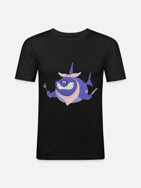 Very hungry shark - Men's Slim Fit T-Shirt - black