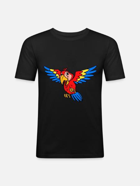 Herziger Papagei - Männer Slim Fit T-Shirt - Schwarz