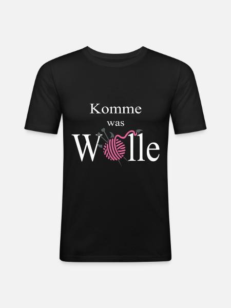 Wolle - Männer Slim Fit T-Shirt - Schwarz