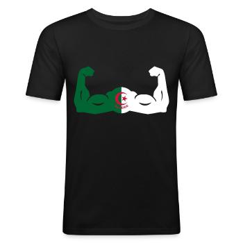 Algerien in der Stärke - Männer Slim Fit T-Shirt - Schwarz - Vorne - Nik (191cm)