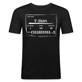 Light Armor | T-Shirt D n D, DSA, RPG - Männer Slim Fit T-Shirt - Schwarz - Vorne - Nik (191cm)