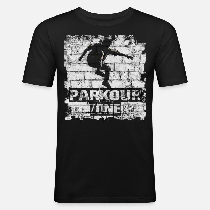 Parkour - Männer Slim Fit T-Shirt - Schwarz
