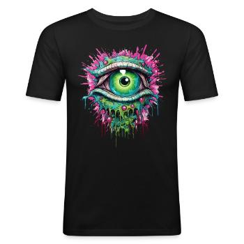 Psychedelic Eye Colorful LSD Drug Trip - Men's Slim Fit T-Shirt - black - Front - Nik (191cm)