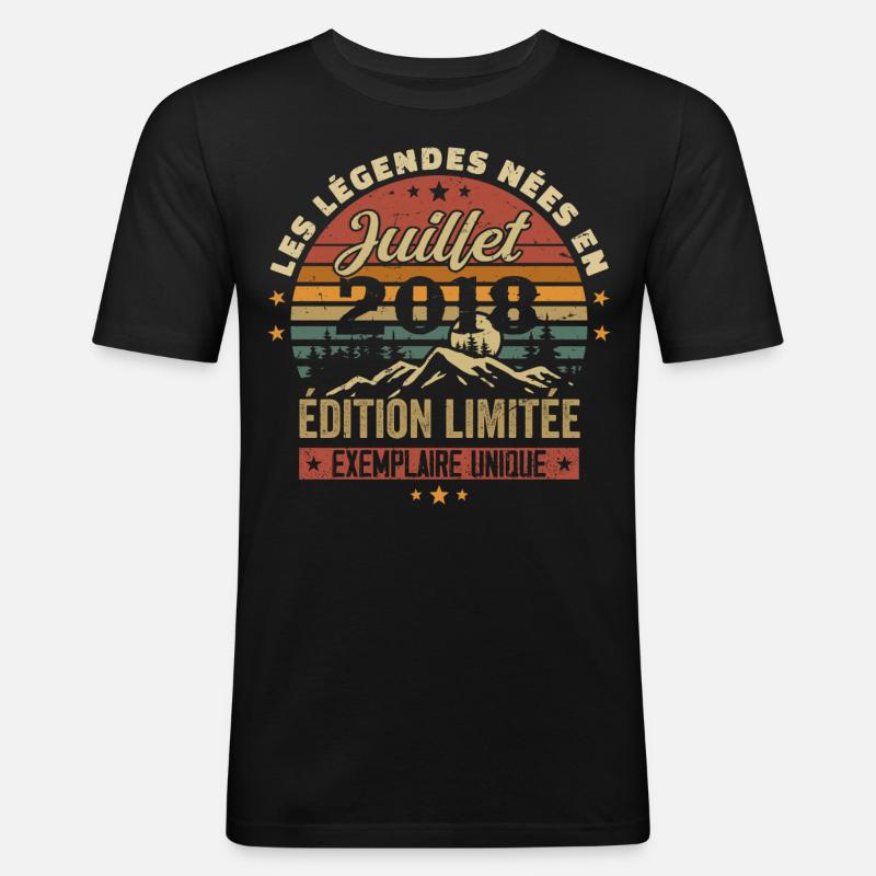 Juli 2018 Jahrgangs-Jubiläum 2018 Juli - Männer Slim Fit T-Shirt - Schwarz