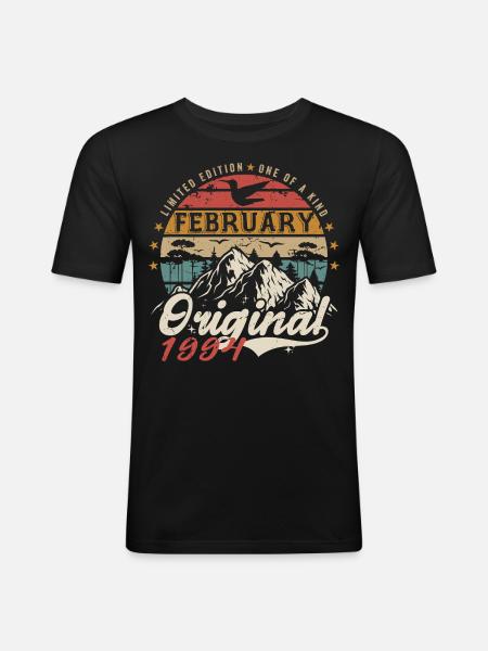 31st Birthday Gift Born In February 1994 - Men's Slim Fit T-Shirt - black