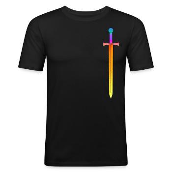Épée magique - T-shirt près du corps Homme - noir - Devant - Nik (191cm)
