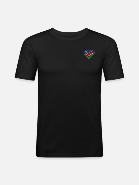Namibia flag heart used - Men's Slim Fit T-Shirt - black