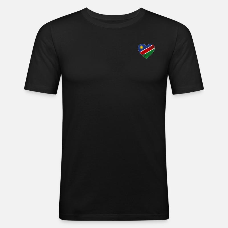 Namibia Flagge Herz used - Männer Slim Fit T-Shirt - Schwarz