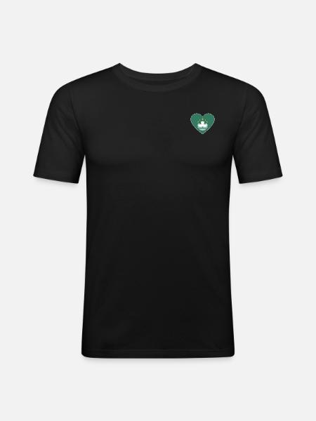 Macau Flag Heart - Men's Slim Fit T-Shirt - black