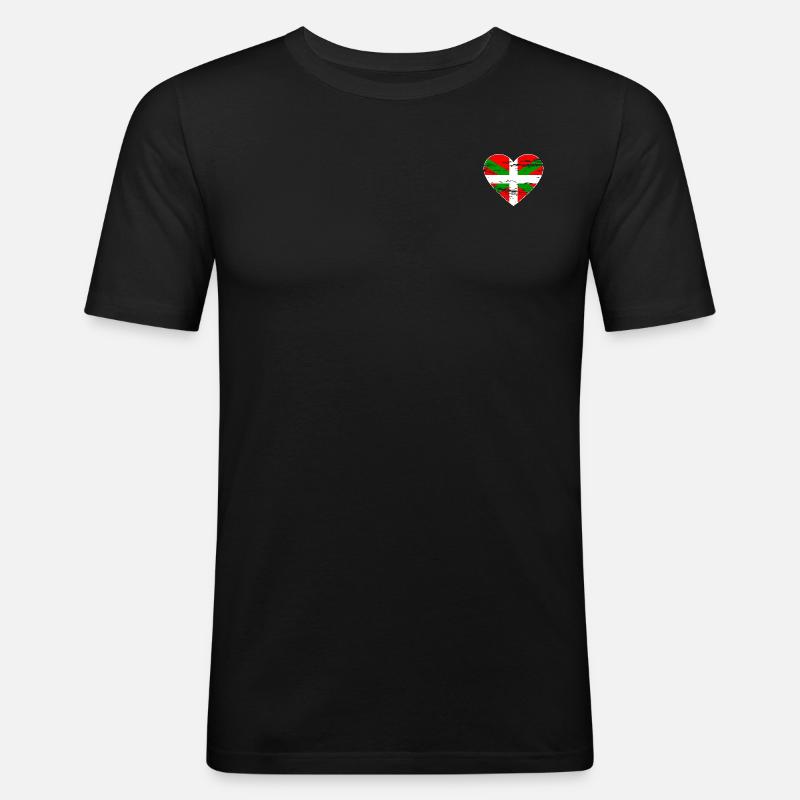 Drapeau basque coeur utilisé - T-shirt près du corps Homme - noir