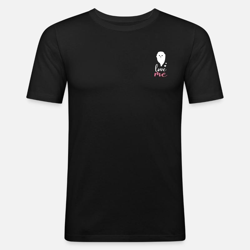 Zwergspitz - Männer Slim Fit T-Shirt - Schwarz