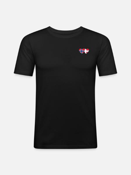 Norway Denmark Flag Heart - Men's Slim Fit T-Shirt - black