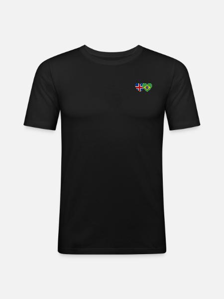 Iceland Brazil Flag Heart - Men's Slim Fit T-Shirt - black