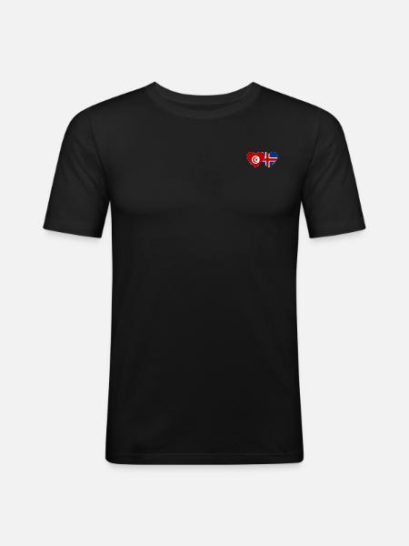 Tunisia Iceland Flag Heart - Men's Slim Fit T-Shirt - black