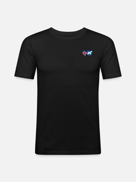 Iceland Scotland Flag Heart - Men's Slim Fit T-Shirt - black