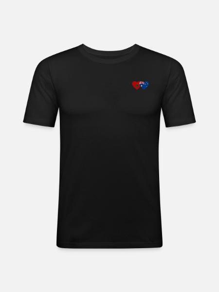 Morocco Australia Flag Heart - Men's Slim Fit T-Shirt - black