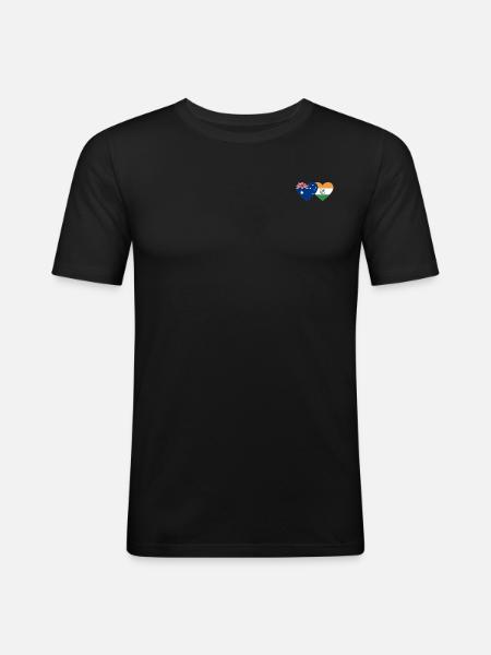 Australia India Flag Heart - Men's Slim Fit T-Shirt - black