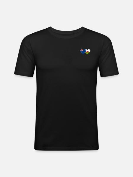 Australia Wales Flag Heart - Men's Slim Fit T-Shirt - black