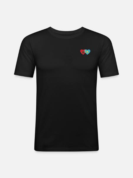 Morocco Kazakhstan Flag Heart - Men's Slim Fit T-Shirt - black