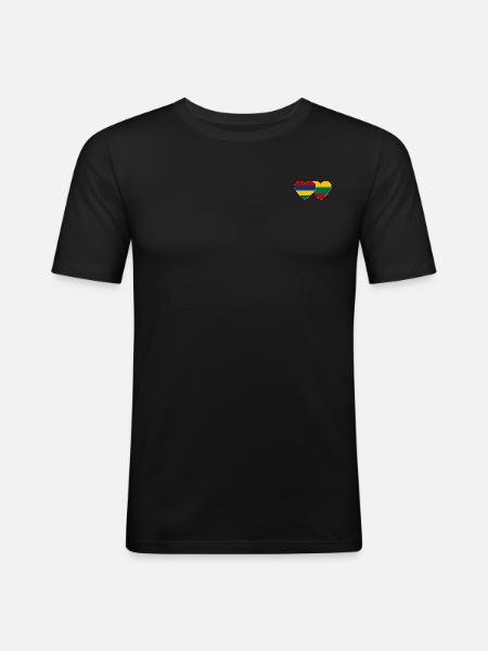 Mauritius Lithuania Flag Heart - Men's Slim Fit T-Shirt - black