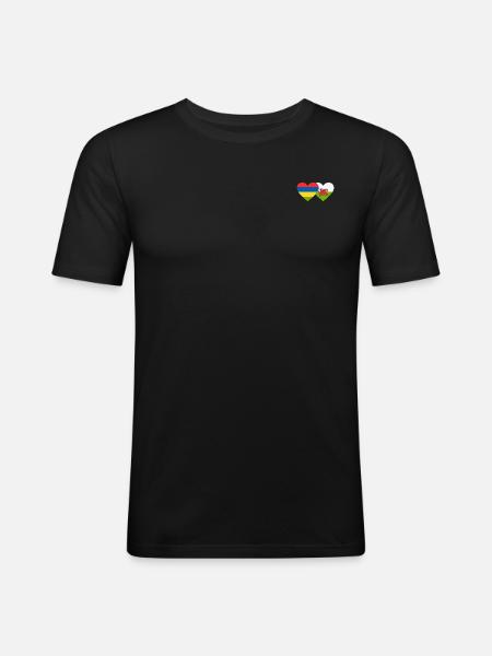 Mauritius Wales Flag Heart - Men's Slim Fit T-Shirt - black