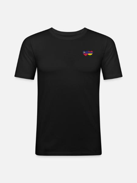 Liechtenstein Mauritius Flag Heart - Men's Slim Fit T-Shirt - black