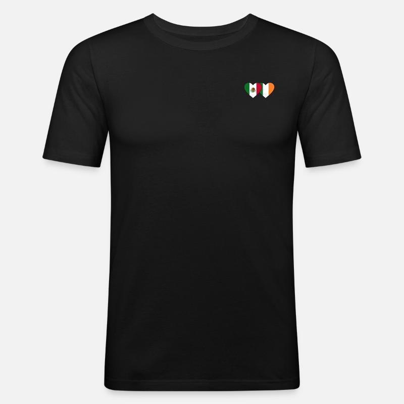 Mexiko Irland Flagge Herz - Männer Slim Fit T-Shirt - Schwarz
