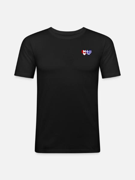 Canada Greece Flag Heart - Men's Slim Fit T-Shirt - black