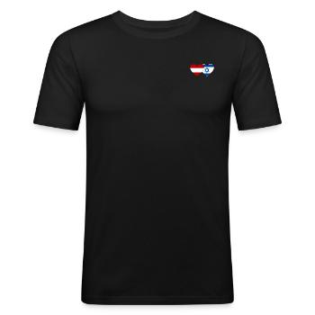 Autriche Israël Flag Heart - T-shirt près du corps Homme - noir - Devant - Nik (191cm)