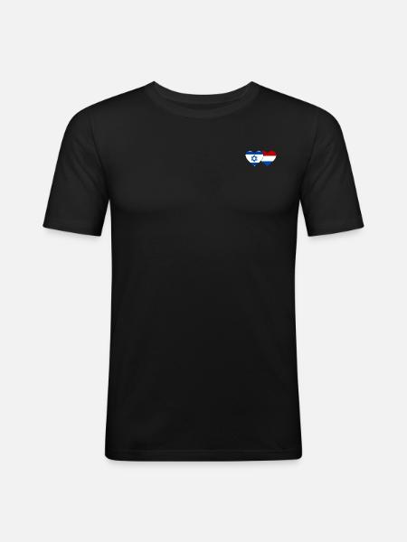 Israel Holland Flag Heart - Men's Slim Fit T-Shirt - black