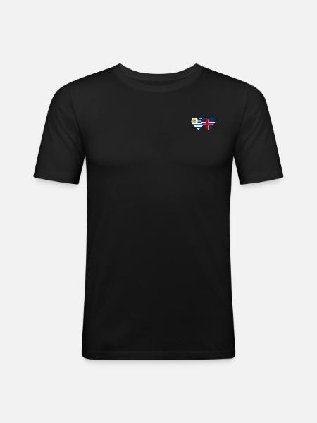 Uruguay Iceland Heart Flag - Men's Slim Fit T-Shirt - black
