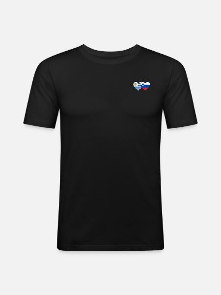 Uruguay Slovenia Heart Flag - Men's Slim Fit T-Shirt - black
