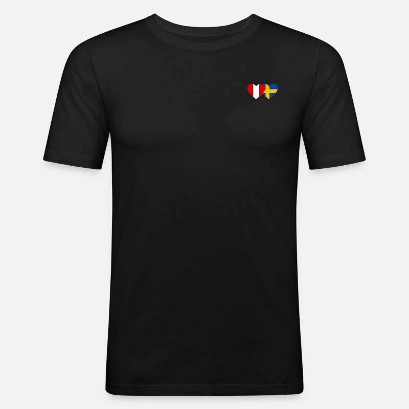 Pérou Suède Drapeau du cœur - T-shirt près du corps Homme - noir