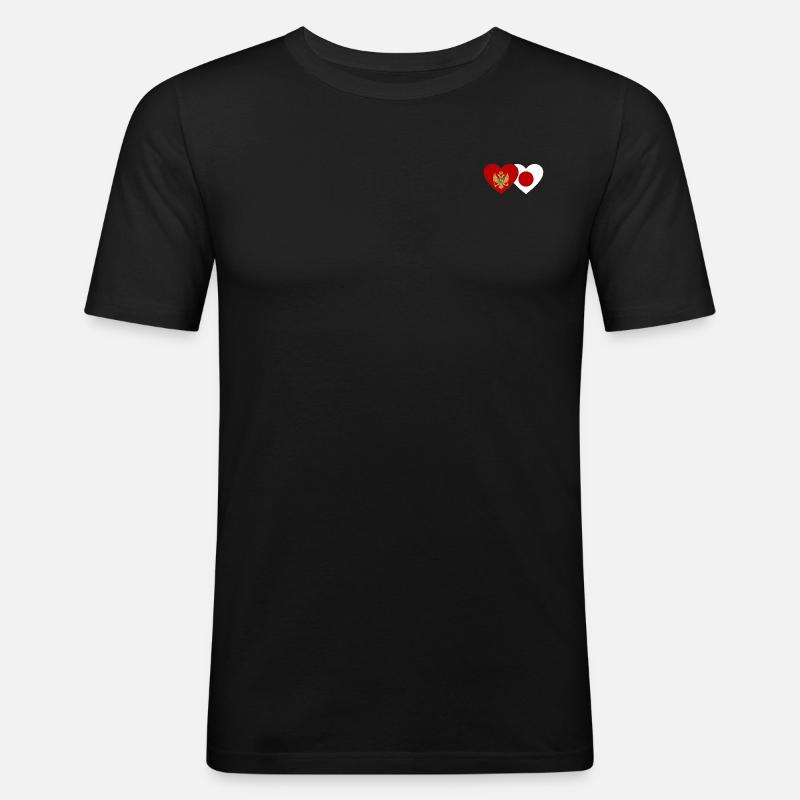 Montenegro Japan Flagge - Männer Slim Fit T-Shirt - Schwarz