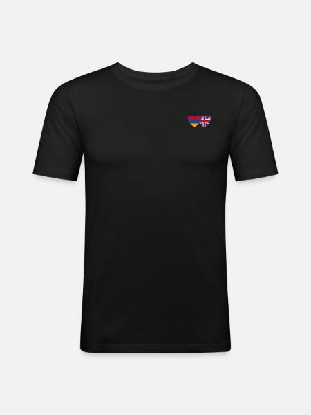 Armenia England Flag Heart - Men's Slim Fit T-Shirt - black
